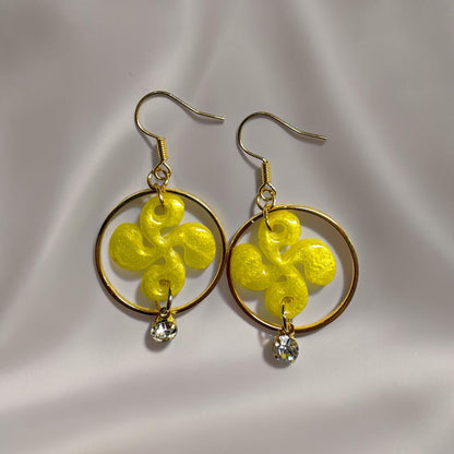 Boucles d'oreilles Croix Basque - Jaune