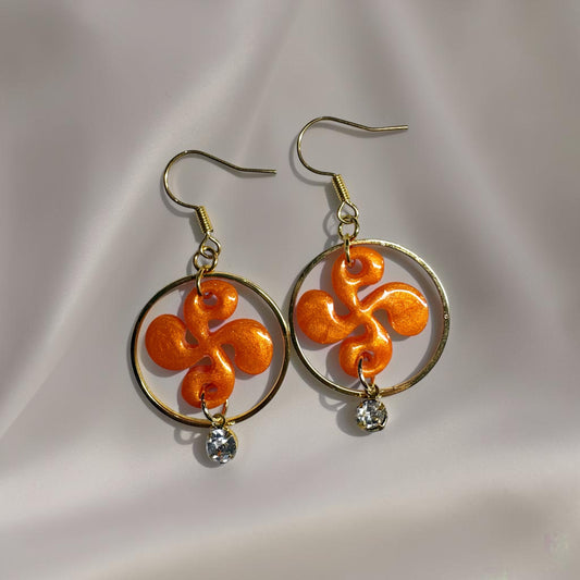 Boucles d'oreilles Croix Basque - Orange