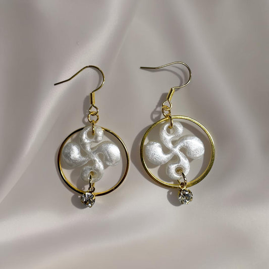 Boucles d'oreilles Croix Basque - Blanc Nacré