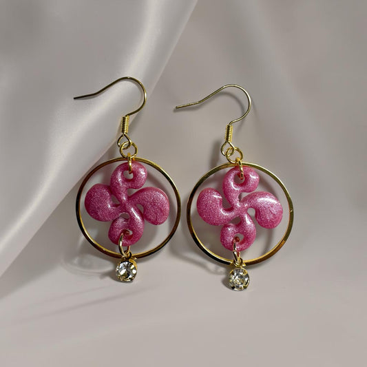 Boucles d'oreilles Croix Basque - rose Nacré