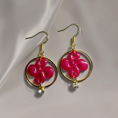 Boucles d'oreilles Croix Basque - Rose Framboise Nacré